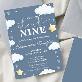 Convites No Cloud Nine Modern Dusty Blue Chá de fraldas