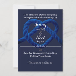 Convites Nó de Amor Azul Marinho e Branco Casamento Persona