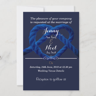 Convites Nó de Amor Azul Marinho e Branco Casamento Persona