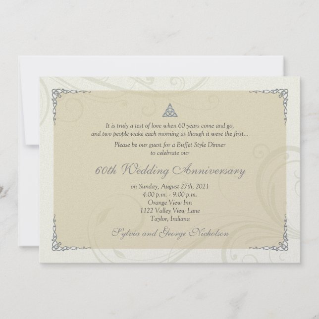 Convites Nó de Amor Celta em Diamante para Aniversário de C (Frente)