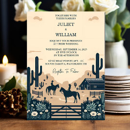 Convites No Desert Rodeo Retro Horse Rustic Western Weding