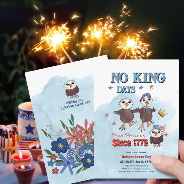Convites "No King Days" Foto Patriótica de Águia (No King Days_ Patriotic Eagle Photo Back Invitation)