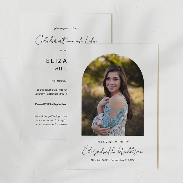 Convites No Loving Memory Arch Frame Photo Funeral Memorial (Criador carregado)