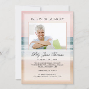 Convites No Loving Memory Elegant Ocean Funeral Photo