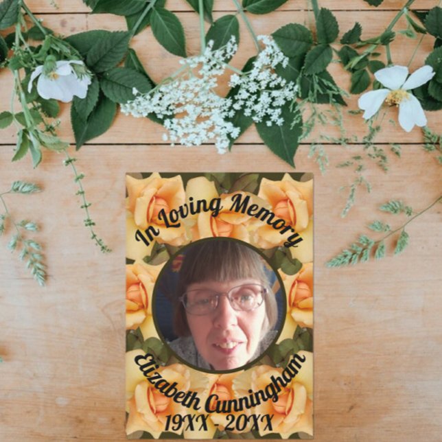 Convites No Loving Memory Orange Rosa Borned Photo Poem (Criador carregado)