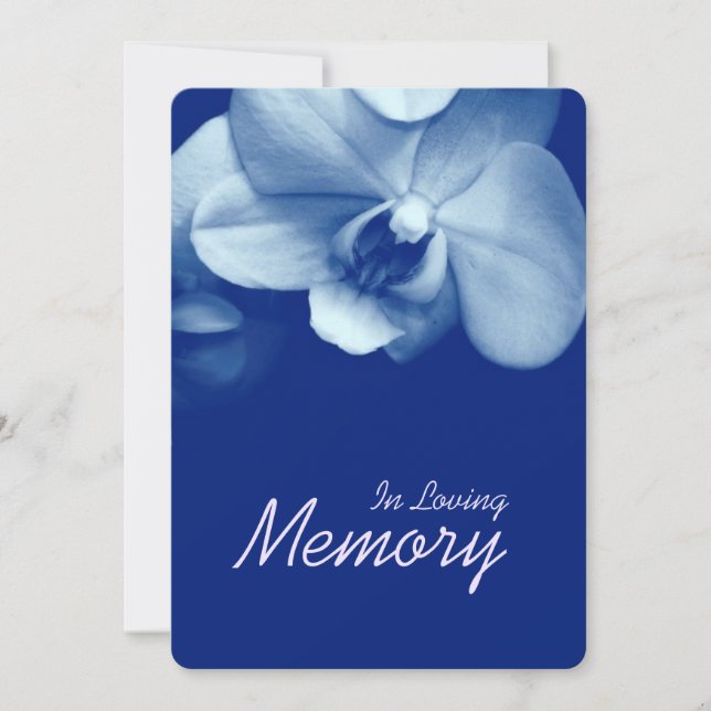 Convites No Loving Memory Orchid 6 Blue Funeral Card (Frente)