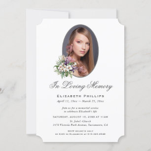 Convites No Loving Memory Purple White Floral Photo