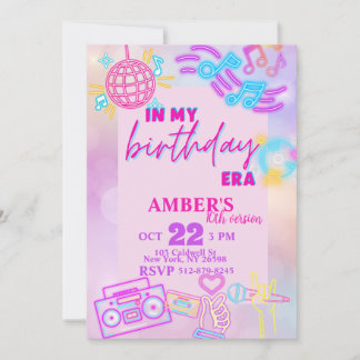 Convites No meu aniversário, Era rosa, roxa, Neon Birthday