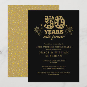 Convites No Ouro Eterno Preto 50 Anos de Casamento