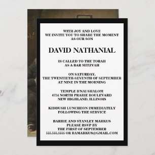 Convites "No rabino" pelo bar Mitzvah de Carl Schleicher