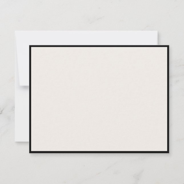 Convites No text, Black Border, Ivory Modern Note Card (Frente)