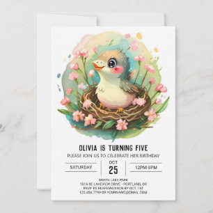 Convites No Woods Watercolor Bird Aniversário