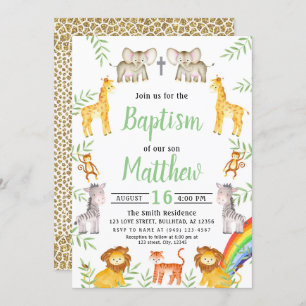 Convites Noahs Ark Animal e Rainbow Watercolor Baptism