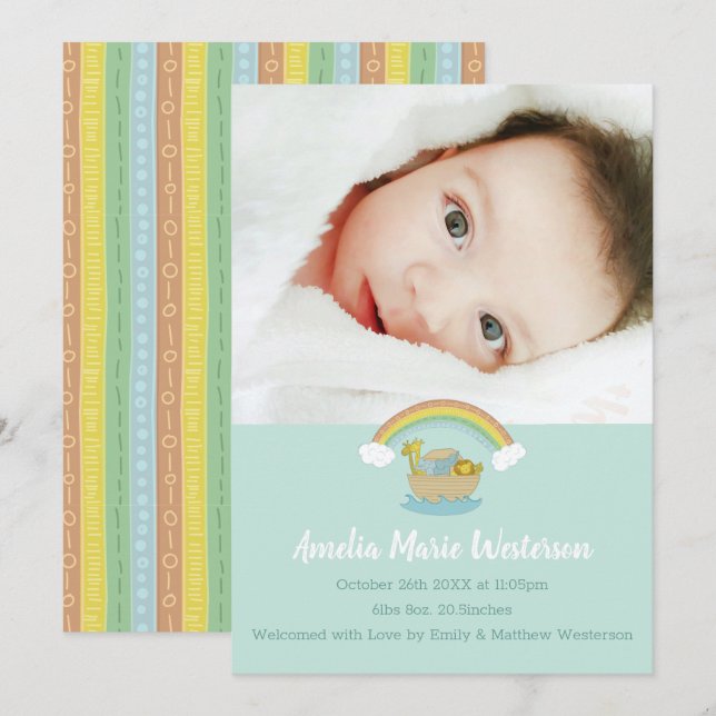 Convites Noah's Ark Boho Baby Shower (Frente/Verso)