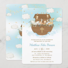 Convites Noah's Ark Cute Animal Boy Baptism Christening