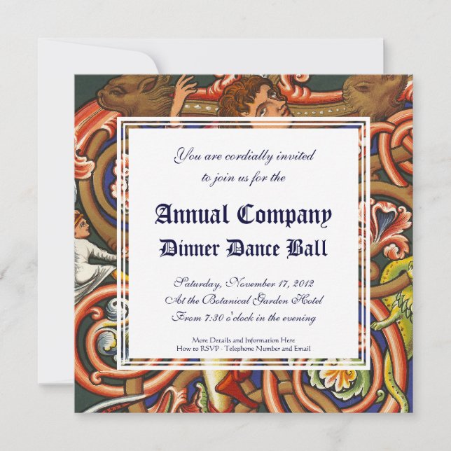 Convites Noblman Elegante Dançante Medieval Manuscrito (Frente)