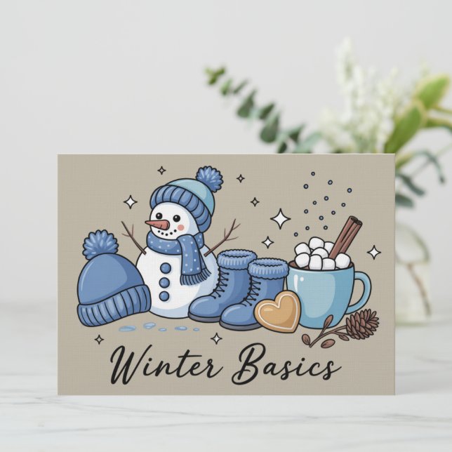 Convites Noções Básicas de Inverno Boneco de Neve Natal Tem (Em pé/Frente)