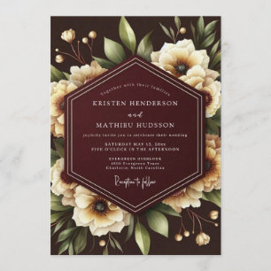 Convites Nocturno Borgonha Flor de Casamento