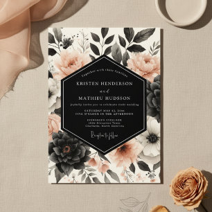 Convites Nocturno de Casamento Peach Bloom