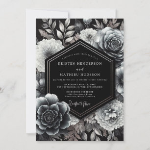 Convites Nocturno Floral de Carvão Casamento