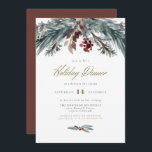 Convites NOEL — Janto Rustic Christmas Pine Winter Holiday<br><div class="desc">Este convite de janto de feriados apresenta pinos de aquarela e uma fonte elegante de ouro. Este convite é perfeito para o seu inverno ou evento temático de Natal. Par com qualquer coisa na coleção NOEL para um olhar coeso.</div>