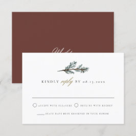 Convites NOEL Modern Russo Winter Pine RSVP Card