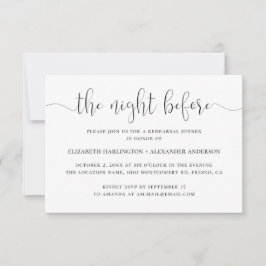 Convites Noite antes. Janto de ensaio a preto e branco
