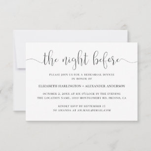 Convites Noite antes. Janto de ensaio a preto e branco