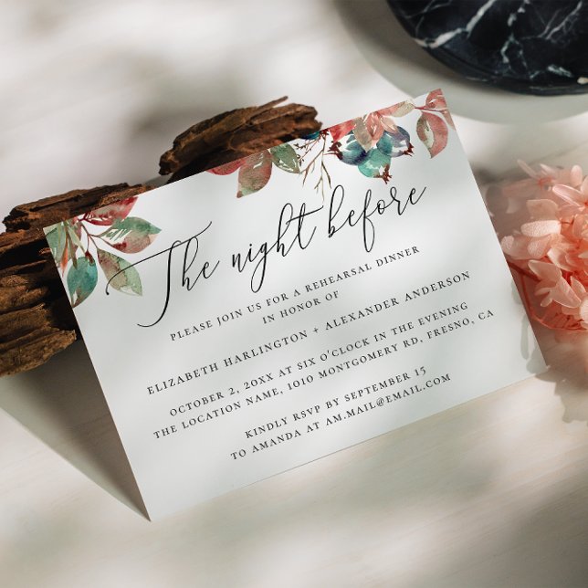 Convites Noite antes. Janto de ensaio floral de mirtilo (Criador carregado)