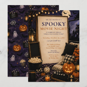 Convites Noite Assustadora de Cinema de Halloween