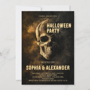 Convites Noite Assustadora de Halloween com Caveira Assusta