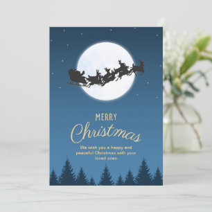 Convites Noite Azul Simples Papai Noel Sled Feliz Natal