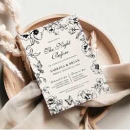 Convites Noite Branca Floral Preta Antes Do Janto De Ensaio
