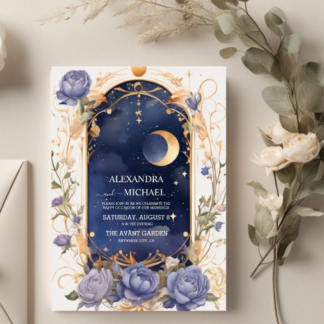 Convites Noite Celestial com Moldura Casamento Tradicional (Criador carregado)