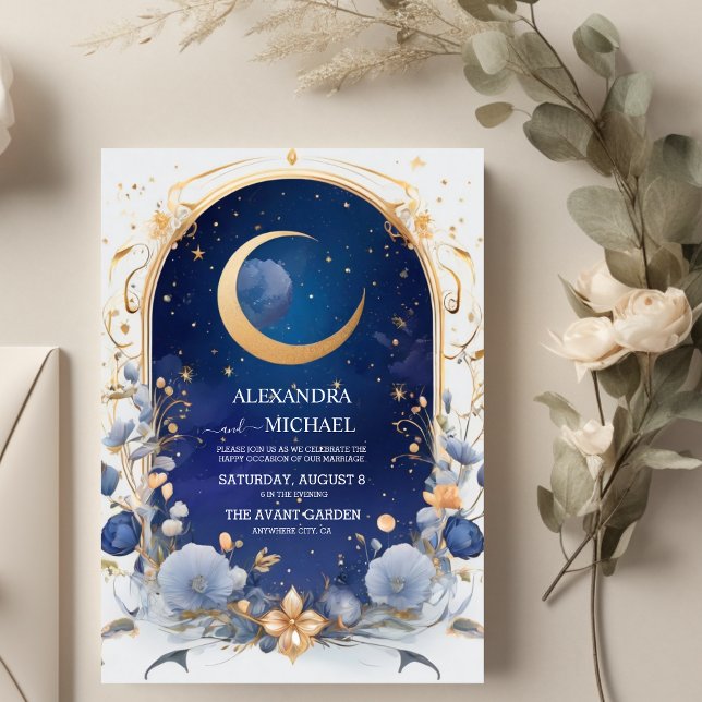 Convites Noite Celestial com Moldura Casamento Tradicional (Criador carregado)