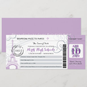 Convites Noite das cinzas de prata e do roxo no baile de