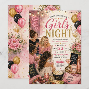 Convites Noite das Garotas Celebração Aconchegante