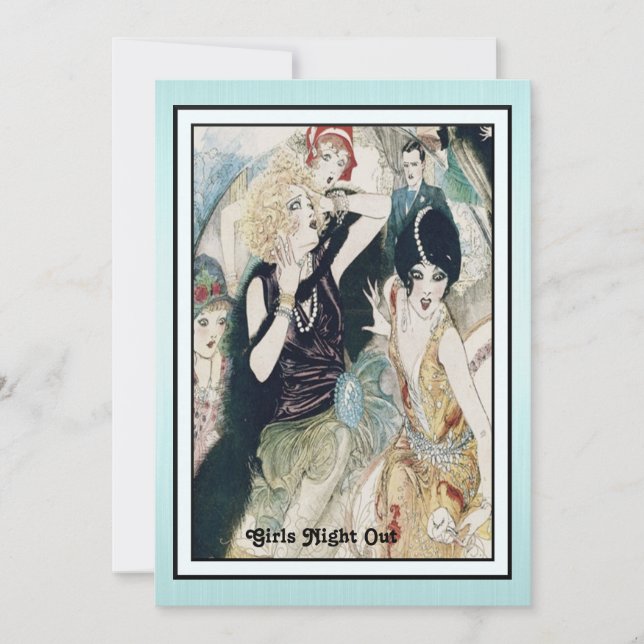 Convites Noite das Garotas Fora de Controle Arte Deco Vinta (Frente)