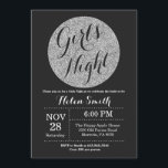 Convites Noite das Meninas Brilho Preto e Prata<br><div class="desc">Convite de Noite das Meninas Brilho Preto e Prata. Para personalização adicional,  clique no botão "Personalizar" e use nossa ferramenta de design para modificar este modelo.</div>