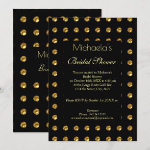 Convites Noite das Meninas Chuveiro Nupcial Preto Dourado