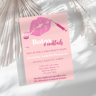 Convites Noite das Meninas com Botox Rosa Choque e Rosa Mod