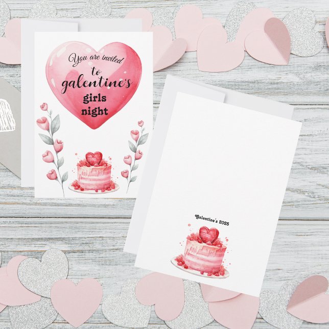 Convites Noite das Meninas de Galentine (Invite your besties with this cute gelentine's girls night invite!)