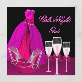 Convites Noite das Meninas Sapatos Rosa Saltos Champagne