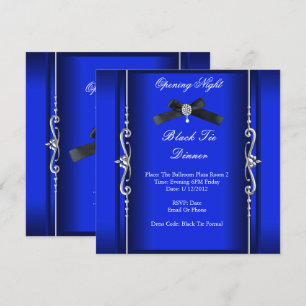 Convites Noite de Abertura Formal Gravata Preta Azul Prata