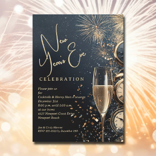 Convites Noite de Ano Novo Chic Champagne
