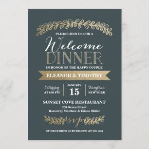Convites Noite de Boas-vindas ao Casamento Gold Laurels Sla