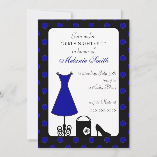 Convites Noite de Bolinhas Negra (Frente)