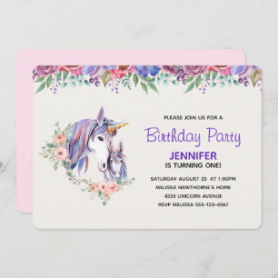 Convites Noite de bonito Unicorn Mãe e Bebê