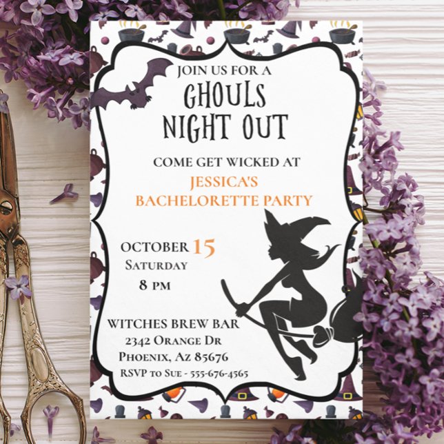 Convites Noite de Bruxas Ghouls - Bachelorette Halloween (Criador carregado)