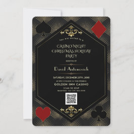 Convites Noite de Cassino com Código QR no Natal 